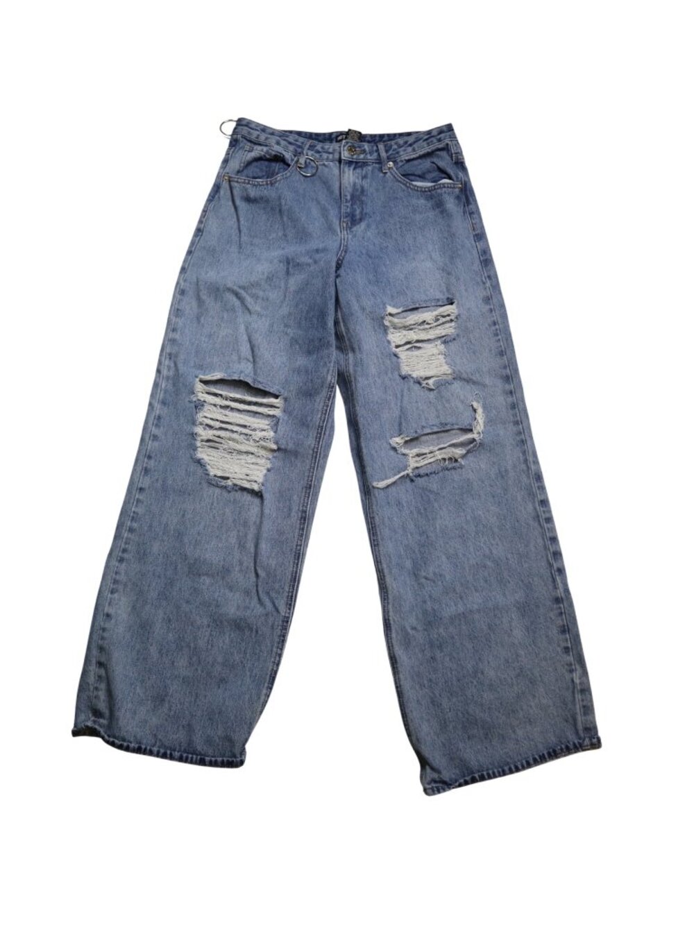 #937 Hot Topic Size 9 Distressed Wide Leg Jeans Light Wash Denim